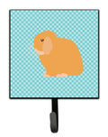 Holland Lop Rabbit Blue Check Leash or Key Holder Wall Hooks, Key Hooks Holder, Coat Rack Wall Mount, Coat Hooks, Hooks for Hanging Keys, Towels, Aprons, Leashes