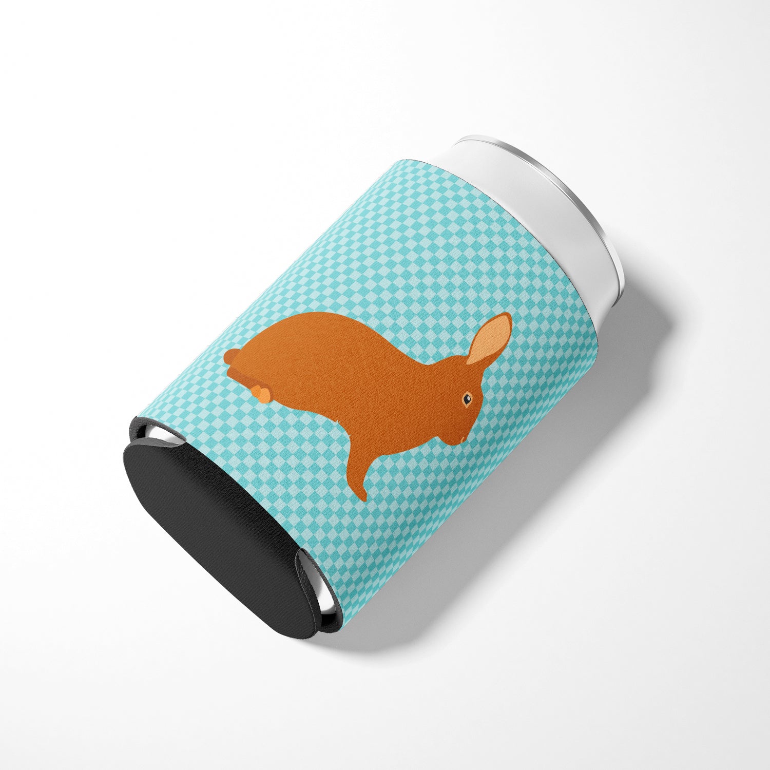 Rex Rabbit Blue Check Can or Bottle Hugger Cooler Sleeve for Standard 12 oz Cans, Insulated Foam Beer & Soda Can Hugger Reusable