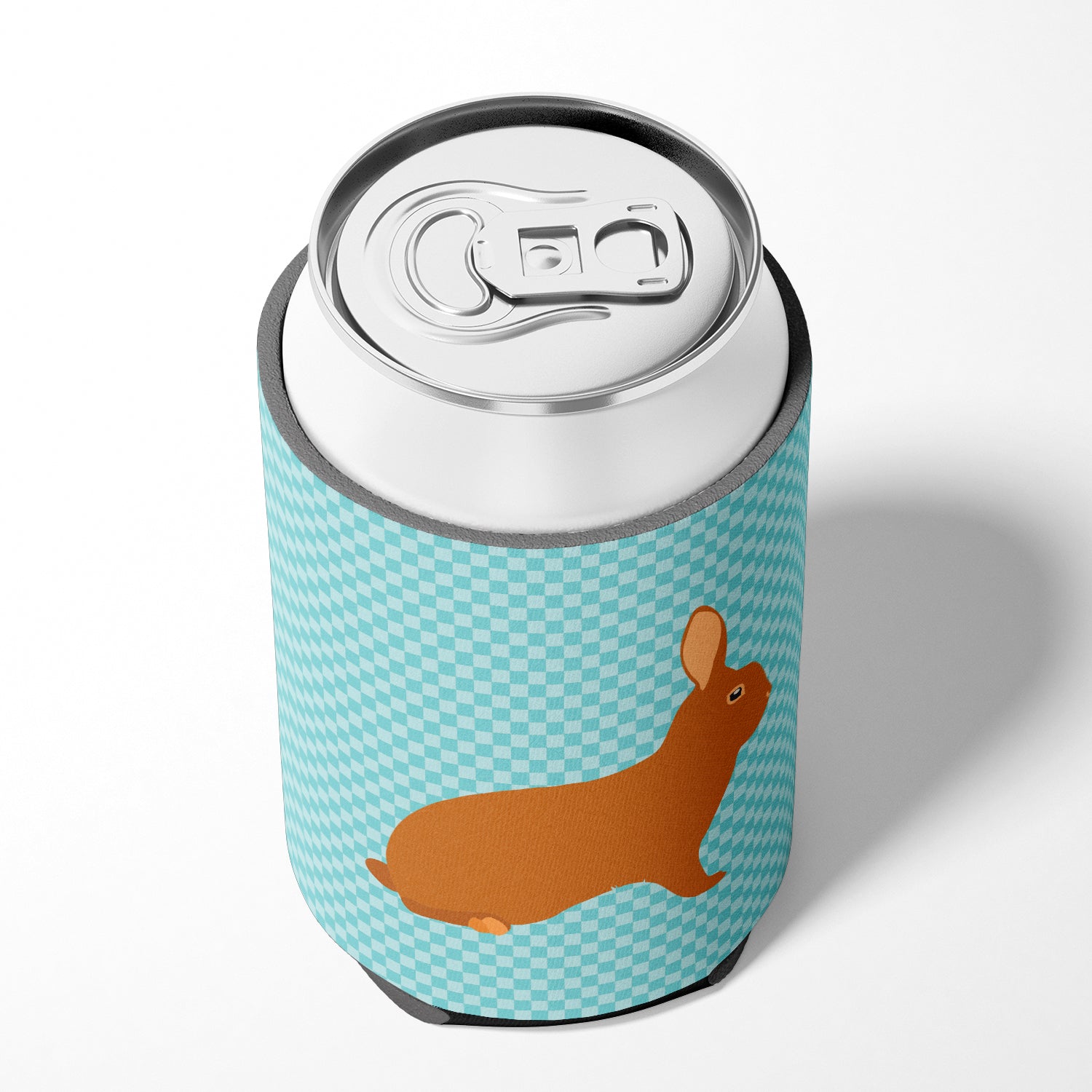 Rex Rabbit Blue Check Can or Bottle Hugger Cooler Sleeve for Standard 12 oz Cans, Insulated Foam Beer & Soda Can Hugger Reusable