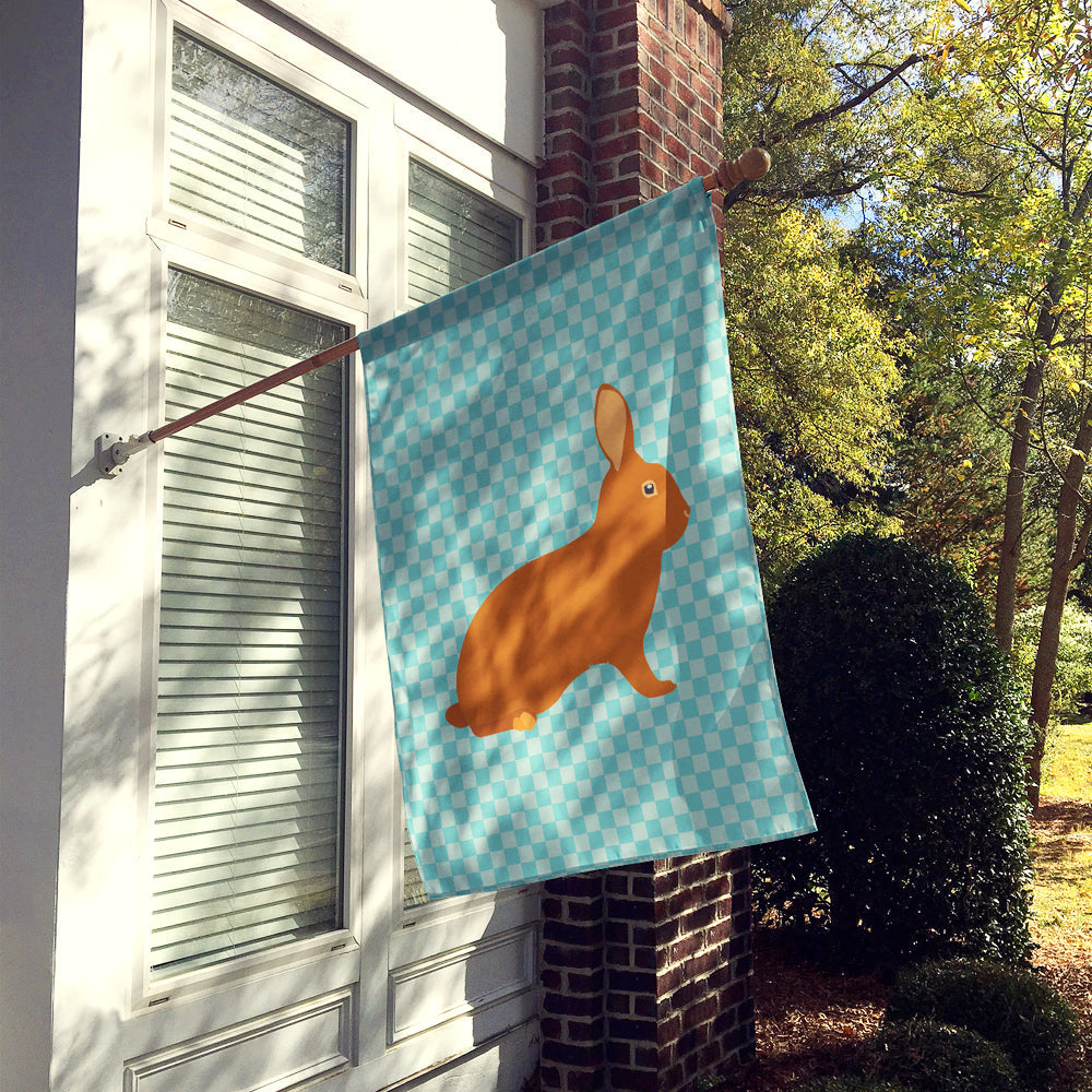 Rex Rabbit Blue Check House Flag 28x40 Porch Sleeve Pole Decorative Outside Yard Banner Artwork Wall Hanging, Polyester