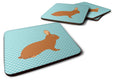 Rex Rabbit Blue Check Foam Coasters Set of 4 Cup Coasters for Indoor Outdoor, Tabletop Protection, Anti Slip, Mouse pad Material
