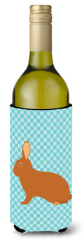 Rex Rabbit Blue Check Wine Bottle Hugger Gift Sleeve for Standard 750 ml Bottles, Insulated Reusable Also Fits Mini Shot & Pint Bottles