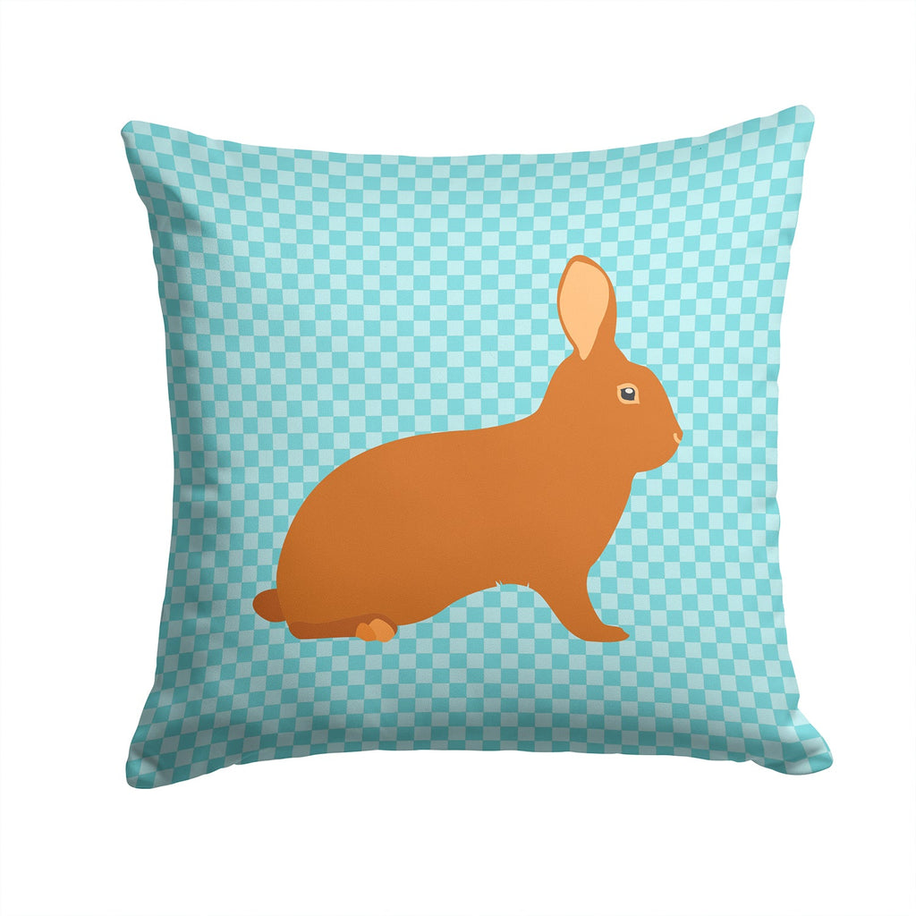 Rex Rabbit Blue Check Decorative Throw Pillow 14x14 Indoor Outdoor Accent Cushion, Fabric Cover with Insert for Sofa, Bed, Porch & Living Room