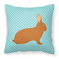 Rex Rabbit Blue Check Decorative Throw Pillow 18x18 Indoor Outdoor Accent Cushion, Fabric Cover with Insert for Sofa, Bed, Porch & Living Room