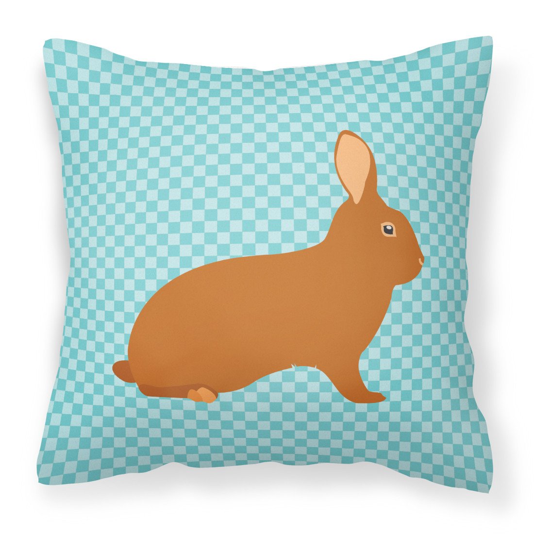 Rex Rabbit Blue Check Decorative Throw Pillow 18x18 Indoor Outdoor Accent Cushion, Fabric Cover with Insert for Sofa, Bed, Porch & Living Room