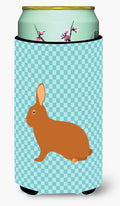 Rex Rabbit Blue Check Tall Boy Hugger Can Cooler Sleeve Machine Washable Drink Collapsible Insulator Beverage Insulated Holder