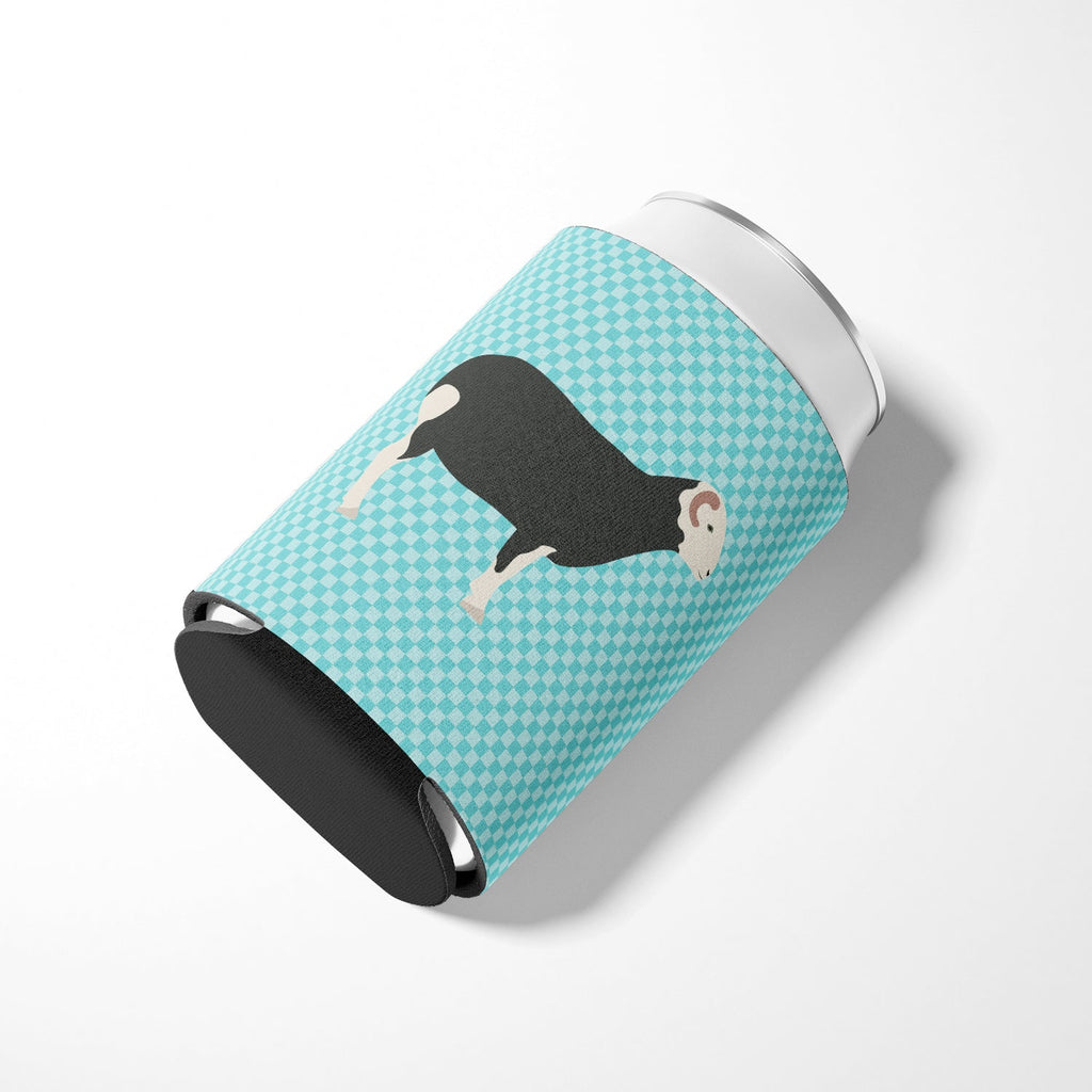 Herwick Sheep Blue Check Can or Bottle Hugger Cooler Sleeve for Standard 12 oz Cans, Insulated Foam Beer & Soda Can Hugger Reusable