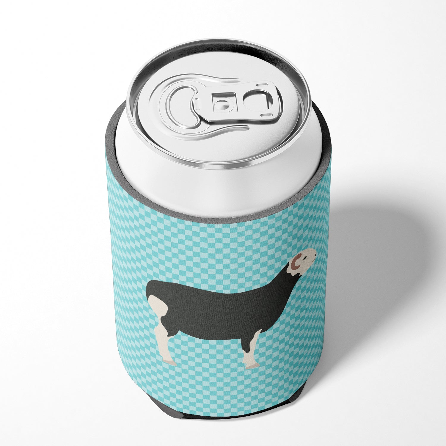 Herwick Sheep Blue Check Can or Bottle Hugger Cooler Sleeve for Standard 12 oz Cans, Insulated Foam Beer & Soda Can Hugger Reusable