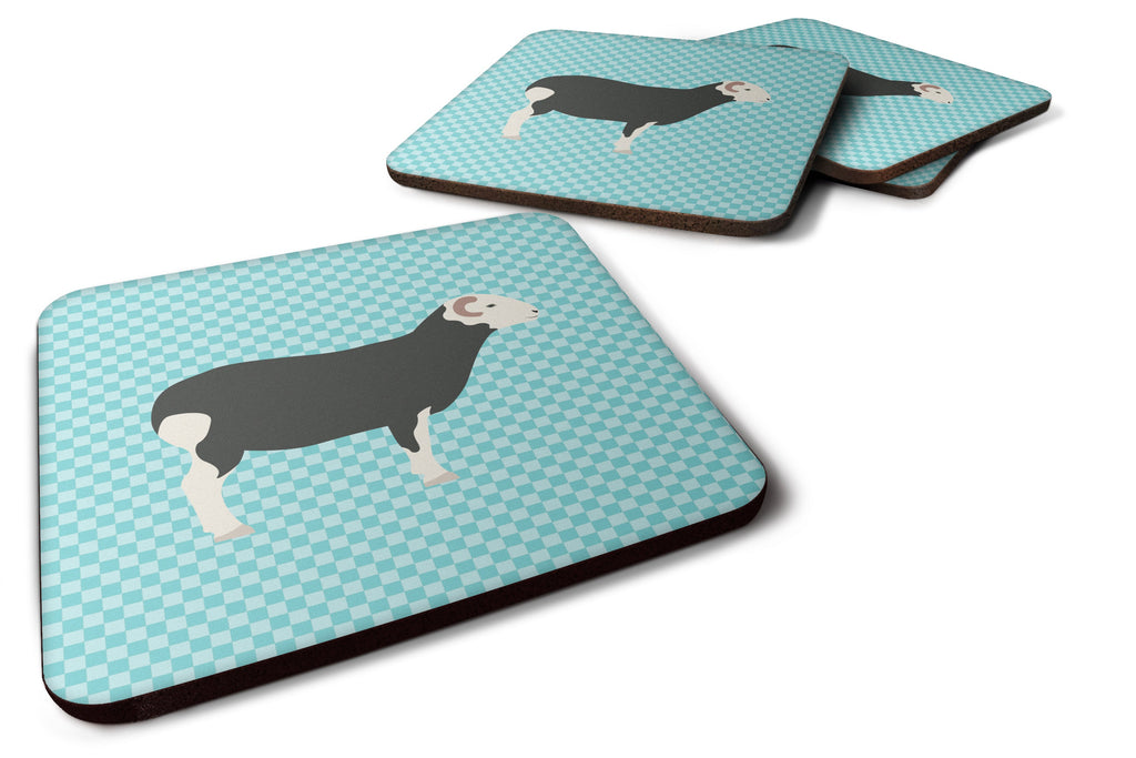 Herwick Sheep Blue Check Foam Coasters Set of 4 Cup Coasters for Indoor Outdoor, Tabletop Protection, Anti Slip, Mouse pad Material