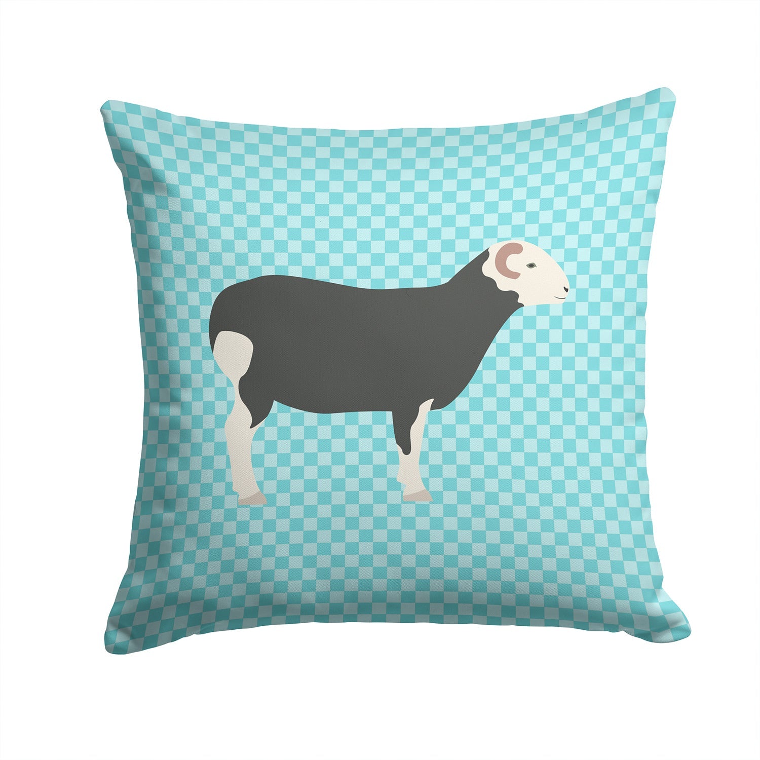Herwick Sheep Blue Check Decorative Throw Pillow 14x14 Indoor Outdoor Accent Cushion, Fabric Cover with Insert for Sofa, Bed, Porch & Living Room