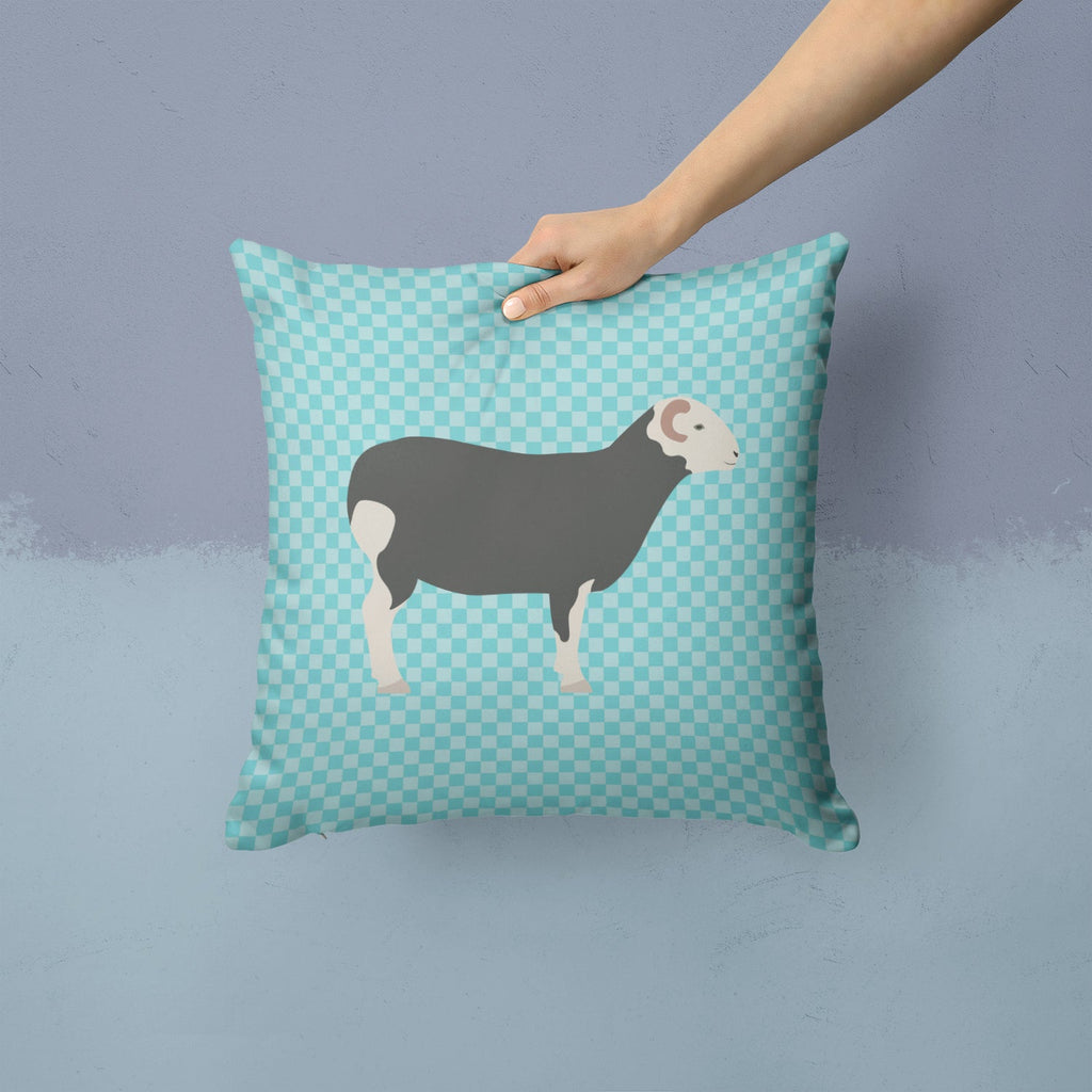 Herwick Sheep Blue Check Decorative Throw Pillow 14x14 Indoor Outdoor Accent Cushion, Fabric Cover with Insert for Sofa, Bed, Porch & Living Room