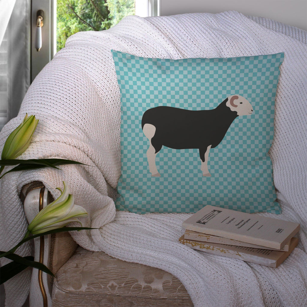 Herwick Sheep Blue Check Decorative Throw Pillow 14x14 Indoor Outdoor Accent Cushion, Fabric Cover with Insert for Sofa, Bed, Porch & Living Room