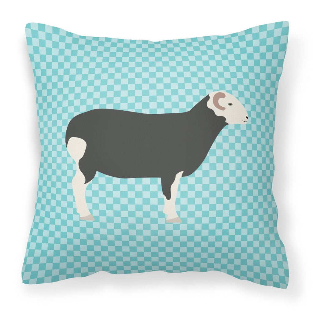 Herwick Sheep Blue Check Decorative Throw Pillow 18x18 Indoor Outdoor Accent Cushion, Fabric Cover with Insert for Sofa, Bed, Porch & Living Room