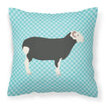 Herwick Sheep Blue Check Decorative Throw Pillow 18x18 Indoor Outdoor Accent Cushion, Fabric Cover with Insert for Sofa, Bed, Porch & Living Room