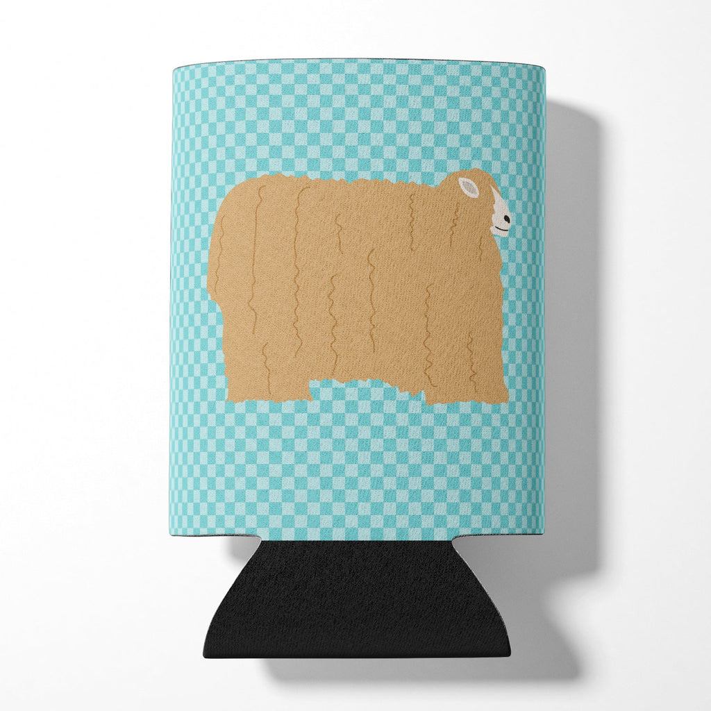 Lincoln Longwool Sheep Blue Check Can or Bottle Hugger Cooler Sleeve for Standard 12 oz Cans, Insulated Foam Beer & Soda Can Hugger Reusable