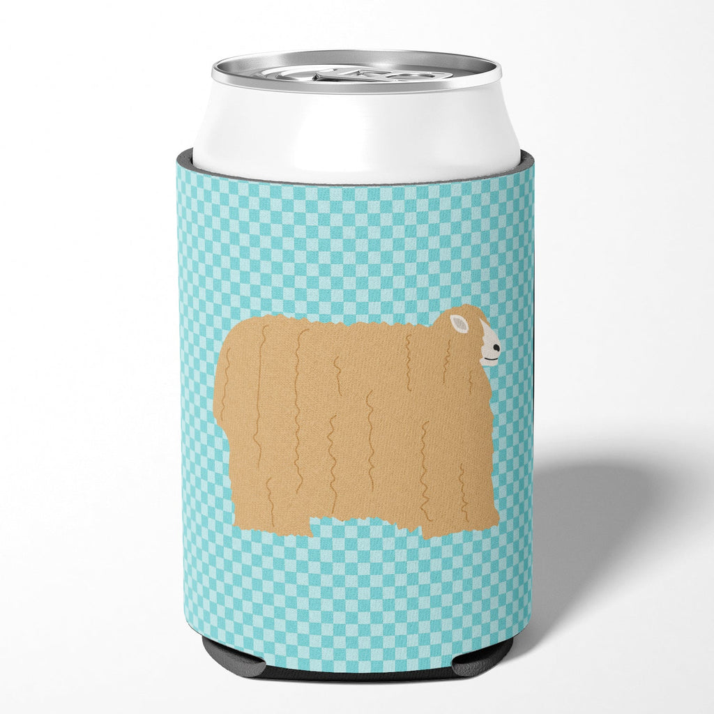 Lincoln Longwool Sheep Blue Check Can or Bottle Hugger Cooler Sleeve for Standard 12 oz Cans, Insulated Foam Beer & Soda Can Hugger Reusable