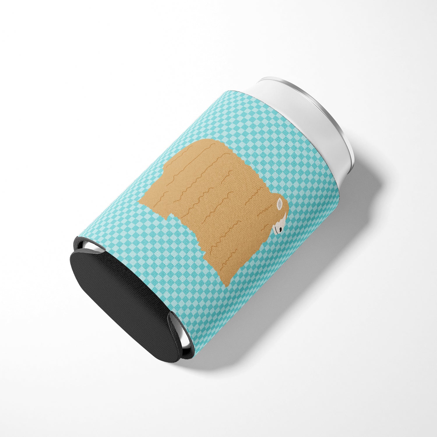 Lincoln Longwool Sheep Blue Check Can or Bottle Hugger Cooler Sleeve for Standard 12 oz Cans, Insulated Foam Beer & Soda Can Hugger Reusable
