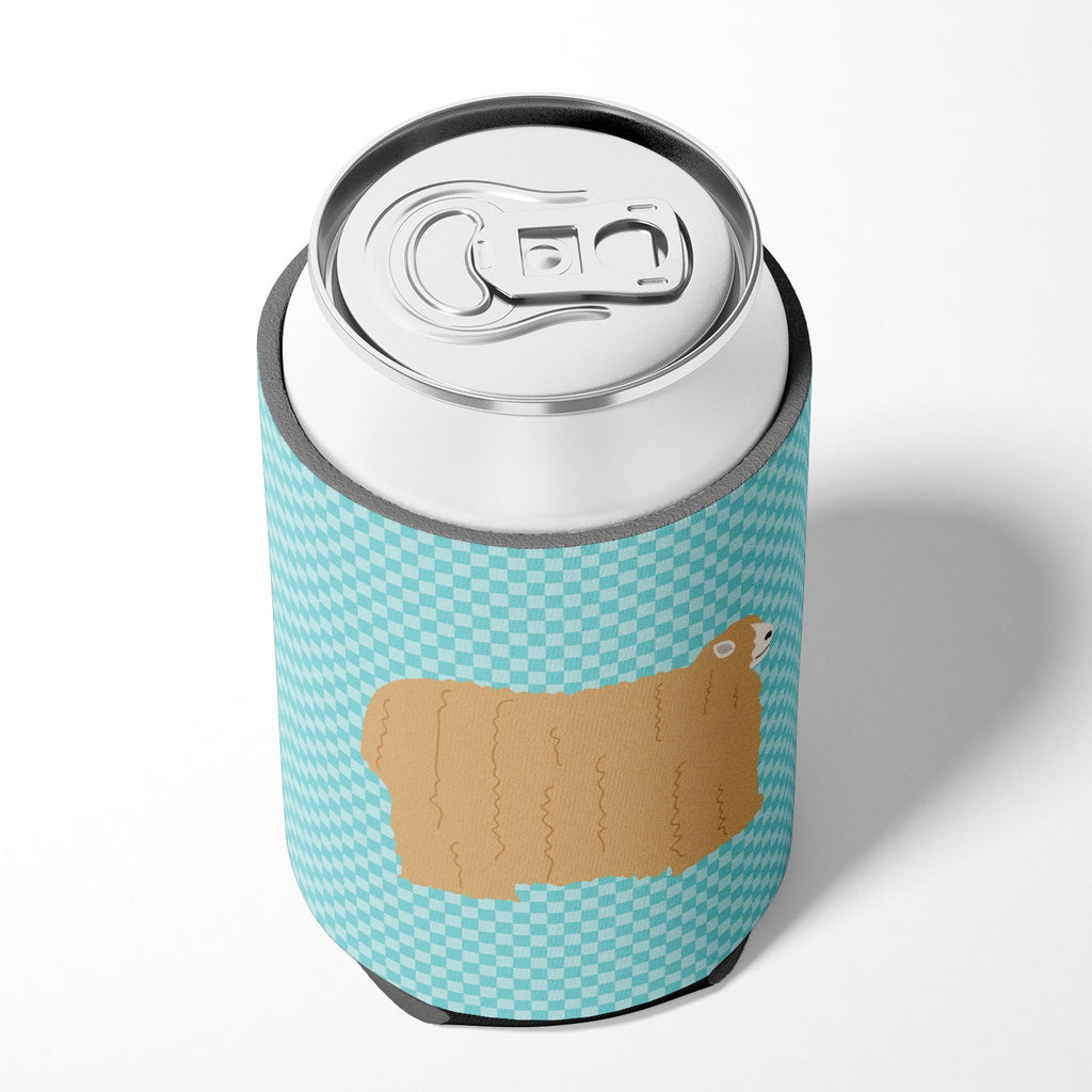 Lincoln Longwool Sheep Blue Check Can or Bottle Hugger Cooler Sleeve for Standard 12 oz Cans, Insulated Foam Beer & Soda Can Hugger Reusable