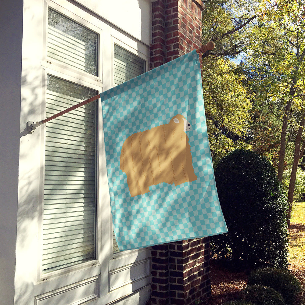 Lincoln Longwool Sheep Blue Check House Flag 28x40 Porch Sleeve Pole Decorative Outside Yard Banner Artwork Wall Hanging, Polyester