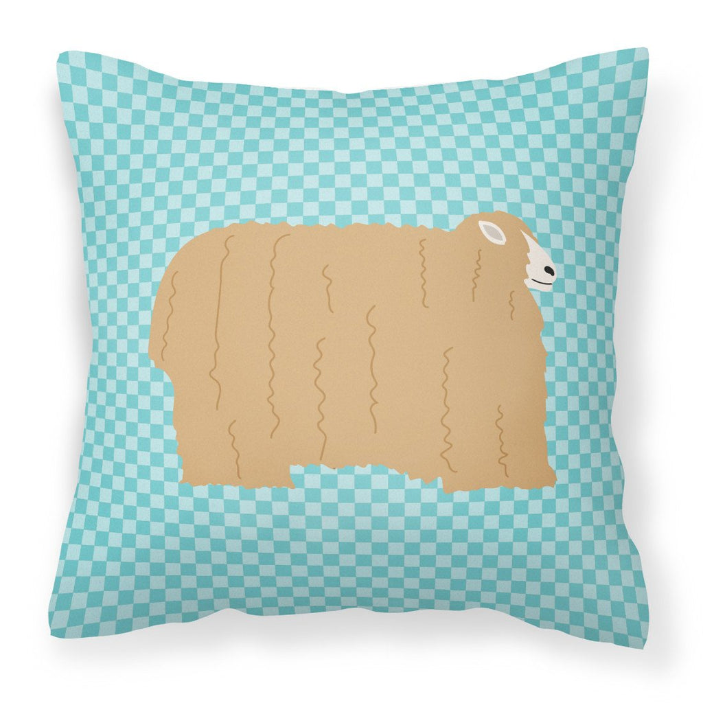 Lincoln Longwool Sheep Blue Check Decorative Throw Pillow 18x18 Indoor Outdoor Accent Cushion, Fabric Cover with Insert for Sofa, Bed, Porch & Living Room