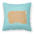 Lincoln Longwool Sheep Blue Check Decorative Throw Pillow 18x18 Indoor Outdoor Accent Cushion, Fabric Cover with Insert for Sofa, Bed, Porch & Living Room
