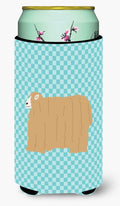 Lincoln Longwool Sheep Blue Check Tall Boy Hugger Can Cooler Sleeve Machine Washable Drink Collapsible Insulator Beverage Insulated Holder