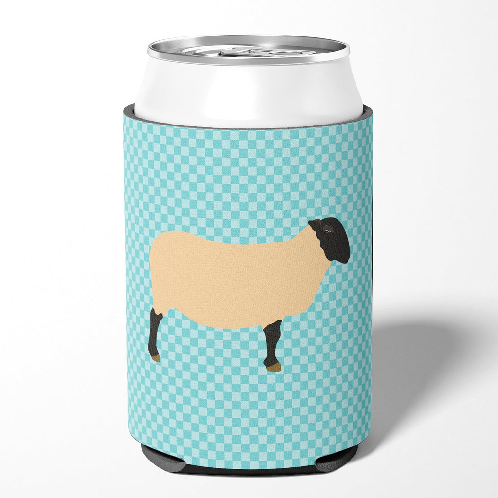 Suffolk Sheep Blue Check Can or Bottle Hugger Cooler Sleeve for Standard 12 oz Cans, Insulated Foam Beer & Soda Can Hugger Reusable