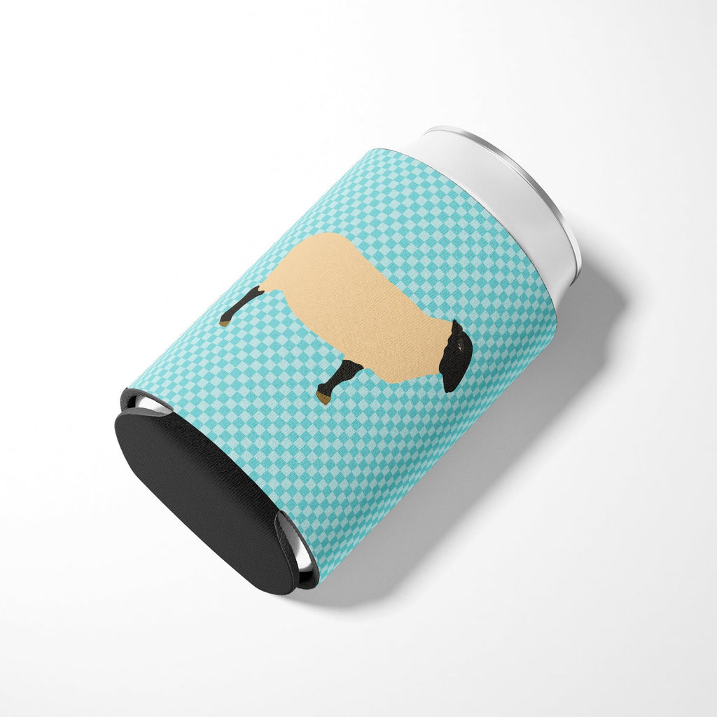 Suffolk Sheep Blue Check Can or Bottle Hugger Cooler Sleeve for Standard 12 oz Cans, Insulated Foam Beer & Soda Can Hugger Reusable
