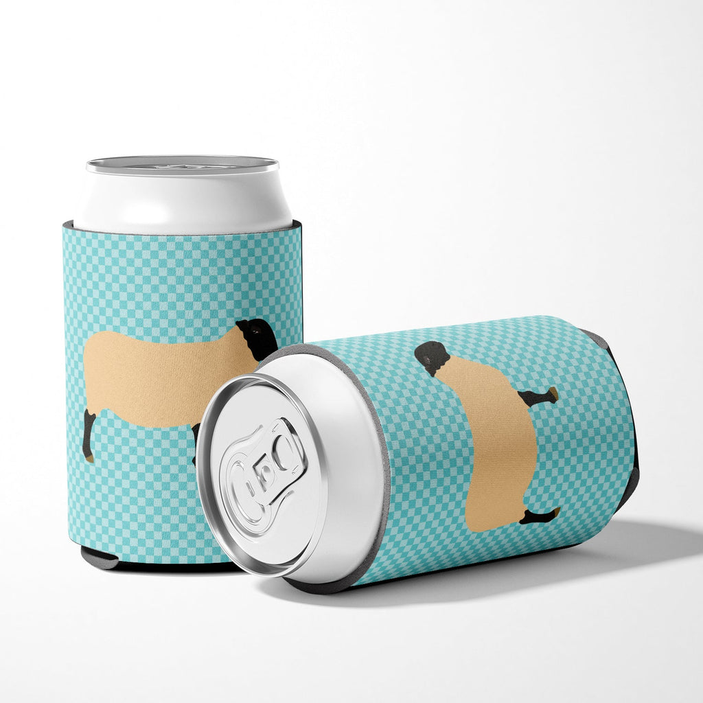 Suffolk Sheep Blue Check Can or Bottle Hugger Cooler Sleeve for Standard 12 oz Cans, Insulated Foam Beer & Soda Can Hugger Reusable