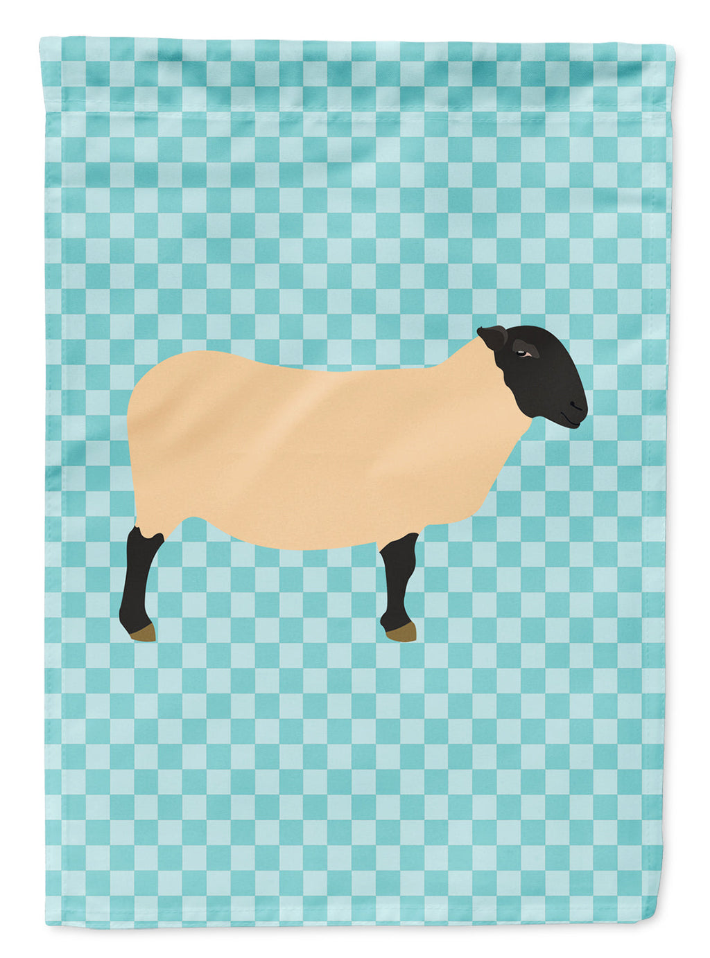 Suffolk Sheep Blue Check House Flag 28x40 Porch Sleeve Pole Decorative Outside Yard Banner Artwork Wall Hanging, Polyester