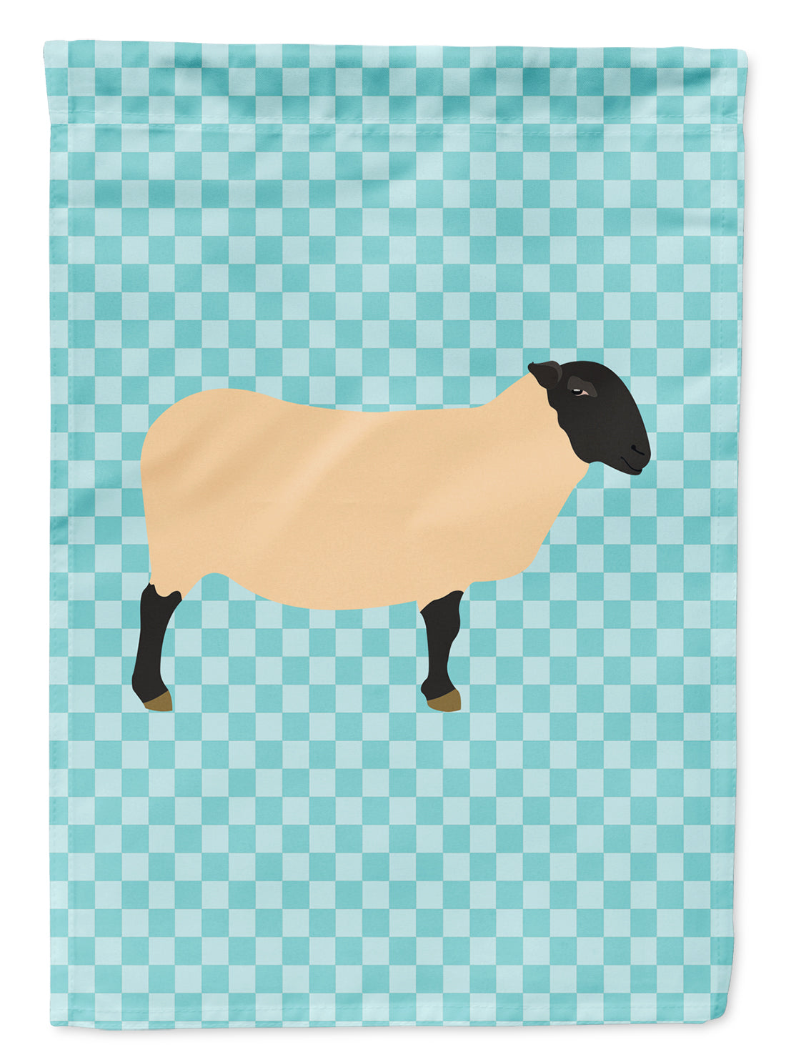 Suffolk Sheep Blue Check House Flag 28x40 Porch Sleeve Pole Decorative Outside Yard Banner Artwork Wall Hanging, Polyester