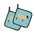 Suffolk Sheep Blue Check Pot Holder Set of 2 Heat Resistant Quilted Hot Pads 7.5 x 7.5 Inch, Insulated Kitchen Trivets for Cooking & Baking