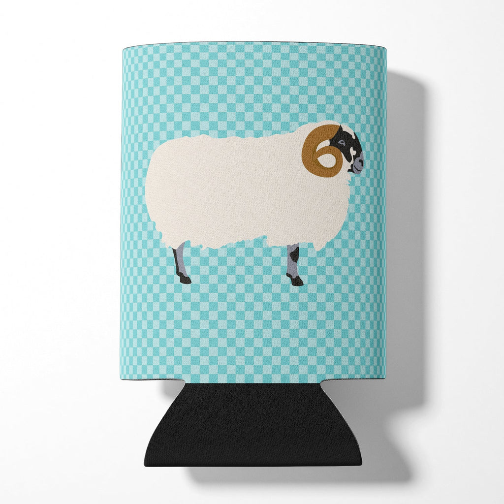 Scottish Blackface Sheep Blue Check Can or Bottle Hugger Cooler Sleeve for Standard 12 oz Cans, Insulated Foam Beer & Soda Can Hugger Reusable