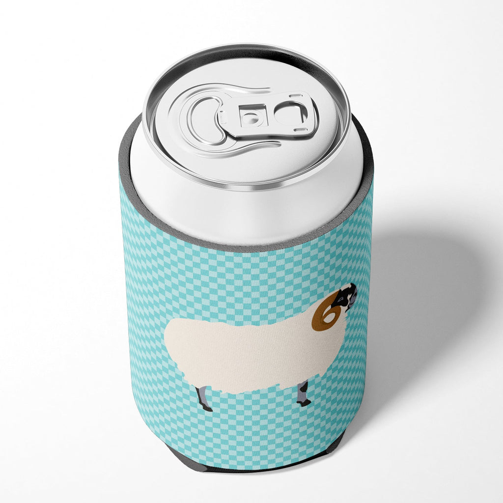 Scottish Blackface Sheep Blue Check Can or Bottle Hugger Cooler Sleeve for Standard 12 oz Cans, Insulated Foam Beer & Soda Can Hugger Reusable