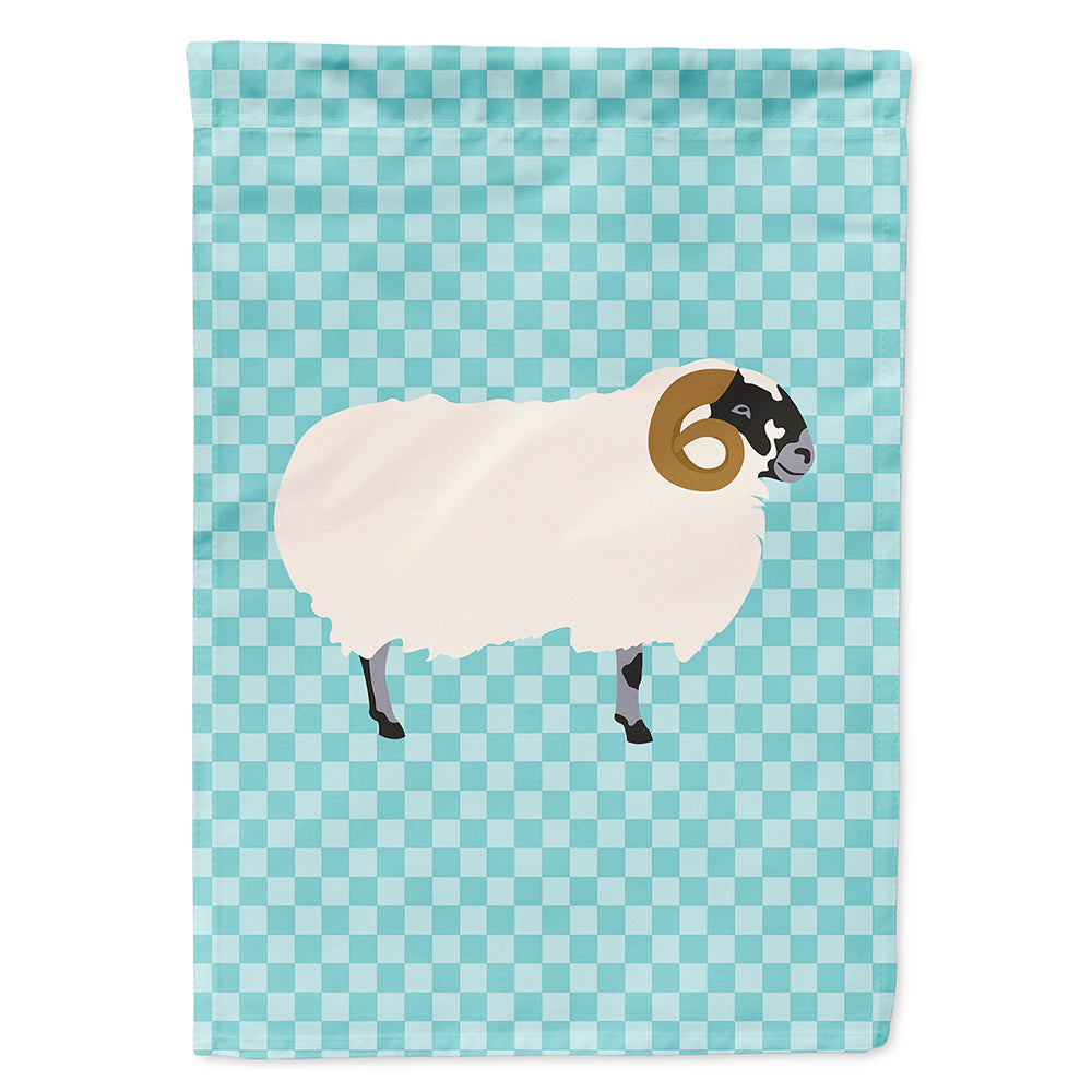 Scottish Blackface Sheep Blue Check House Flag 28x40 Porch Sleeve Pole Decorative Outside Yard Banner Artwork Wall Hanging, Polyester