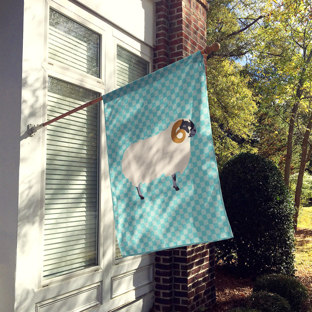 Scottish Blackface Sheep Blue Check House Flag 28x40 Porch Sleeve Pole Decorative Outside Yard Banner Artwork Wall Hanging, Polyester