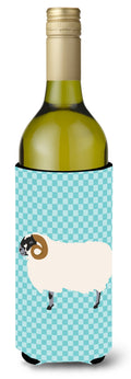 Scottish Blackface Sheep Blue Check Wine Bottle Hugger Gift Sleeve for Standard 750 ml Bottles, Insulated Reusable Also Fits Mini Shot & Pint Bottles
