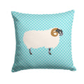 Scottish Blackface Sheep Blue Check Decorative Throw Pillow 14x14 Indoor Outdoor Accent Cushion, Fabric Cover with Insert for Sofa, Bed, Porch & Living Room