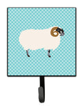 Scottish Blackface Sheep Blue Check Leash or Key Holder Wall Hooks, Key Hooks Holder, Coat Rack Wall Mount, Coat Hooks, Hooks for Hanging Keys, Towels, Aprons, Leashes