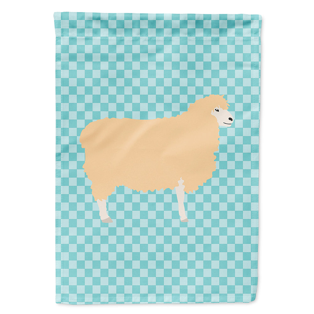 English Leicester Longwool Sheep Blue Check House Flag 28x40 Porch Sleeve Pole Decorative Outside Yard Banner Artwork Wall Hanging, Polyester