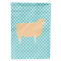 English Leicester Longwool Sheep Blue Check House Flag 28x40 Porch Sleeve Pole Decorative Outside Yard Banner Artwork Wall Hanging, Polyester