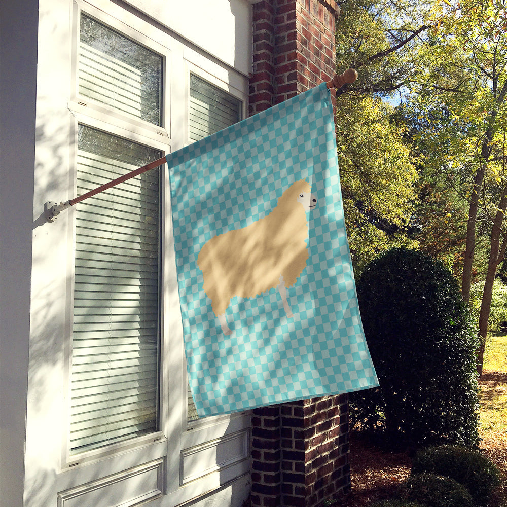 English Leicester Longwool Sheep Blue Check House Flag 28x40 Porch Sleeve Pole Decorative Outside Yard Banner Artwork Wall Hanging, Polyester