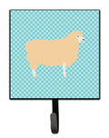 English Leicester Longwool Sheep Blue Check Leash or Key Holder Wall Hooks, Key Hooks Holder, Coat Rack Wall Mount, Coat Hooks, Hooks for Hanging Keys, Towels, Aprons, Leashes