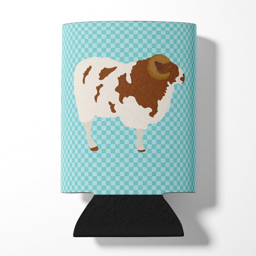 Jacob Sheep Blue Check Can or Bottle Hugger Cooler Sleeve for Standard 12 oz Cans, Insulated Foam Beer & Soda Can Hugger Reusable