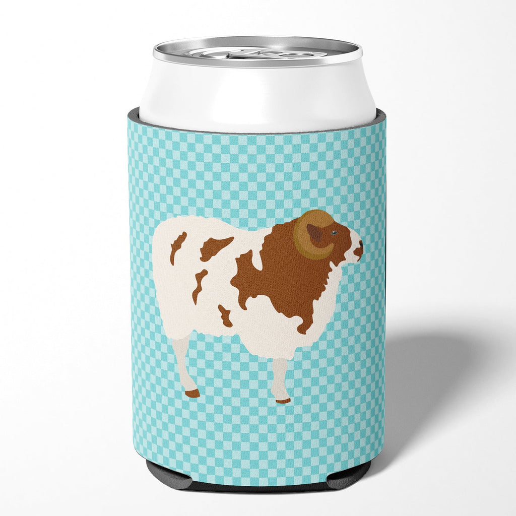 Jacob Sheep Blue Check Can or Bottle Hugger Cooler Sleeve for Standard 12 oz Cans, Insulated Foam Beer & Soda Can Hugger Reusable