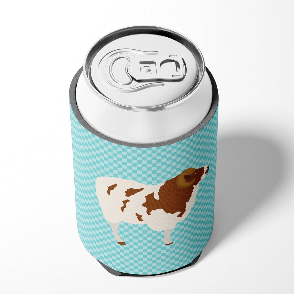 Jacob Sheep Blue Check Can or Bottle Hugger Cooler Sleeve for Standard 12 oz Cans, Insulated Foam Beer & Soda Can Hugger Reusable