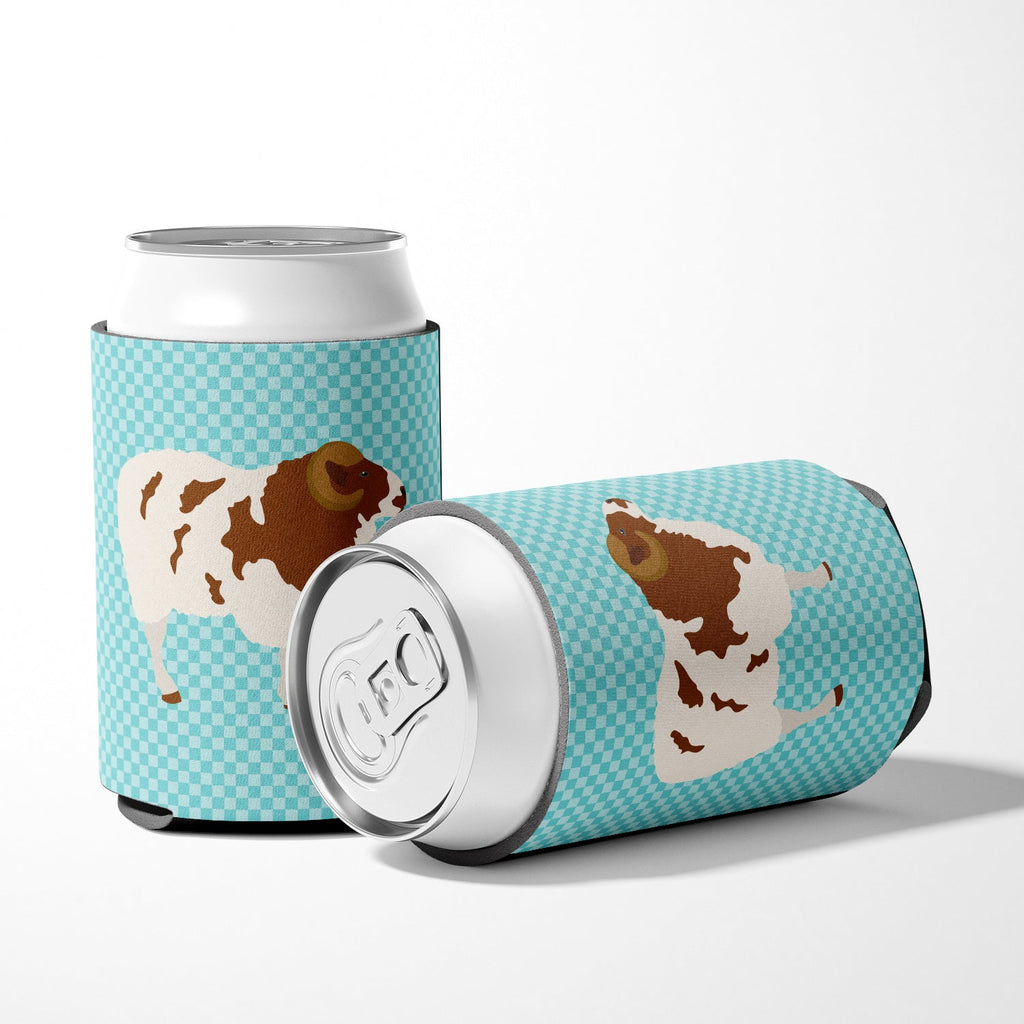 Jacob Sheep Blue Check Can or Bottle Hugger Cooler Sleeve for Standard 12 oz Cans, Insulated Foam Beer & Soda Can Hugger Reusable