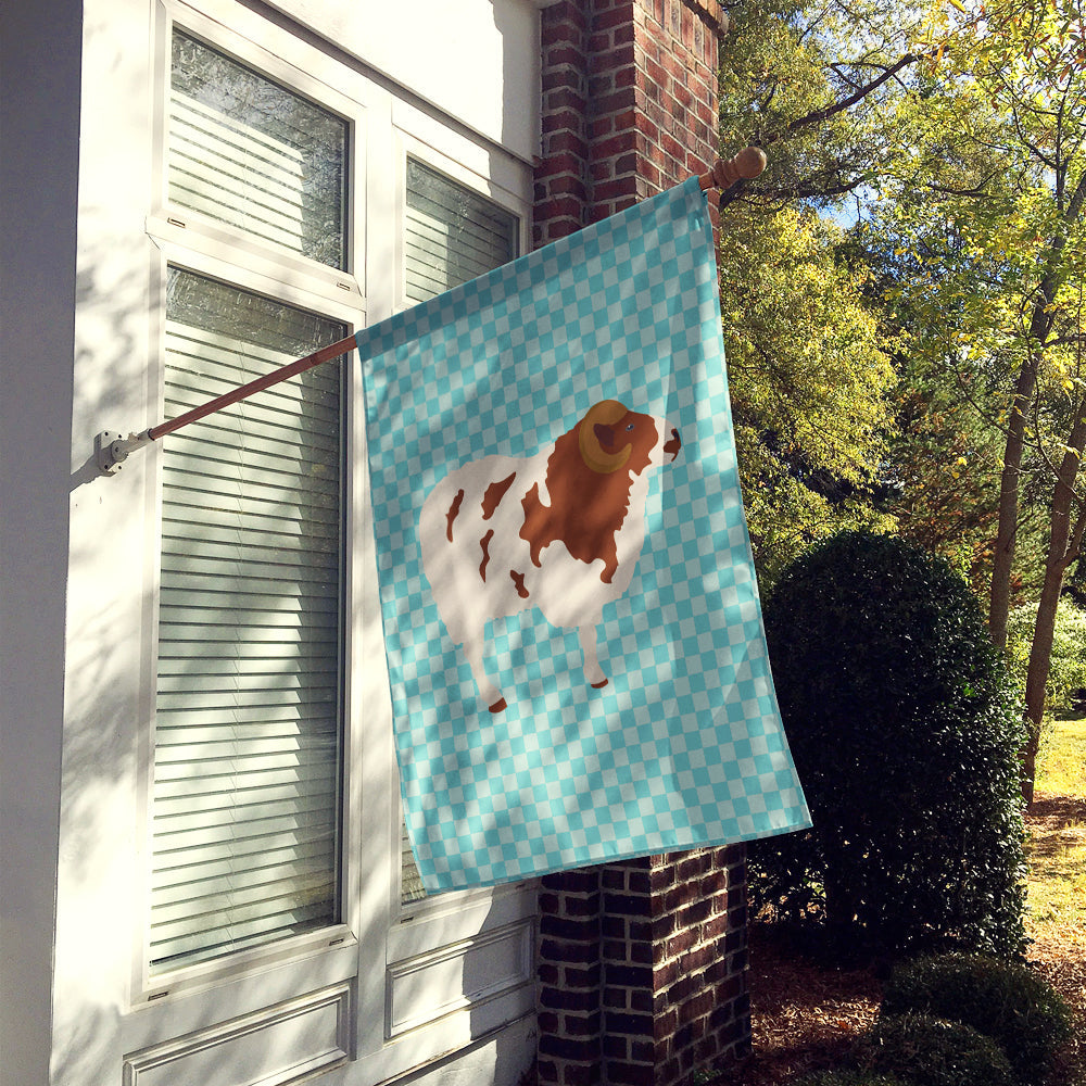 Jacob Sheep Blue Check House Flag 28x40 Porch Sleeve Pole Decorative Outside Yard Banner Artwork Wall Hanging, Polyester