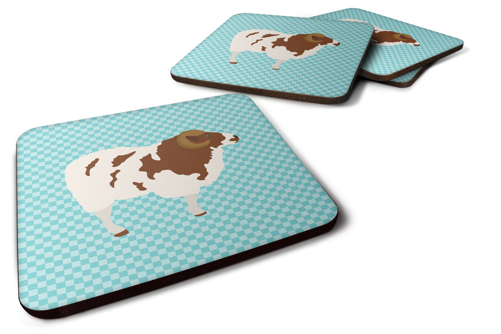 Jacob Sheep Blue Check Foam Coasters Set of 4 Cup Coasters for Indoor Outdoor, Tabletop Protection, Anti Slip, Mouse pad Material