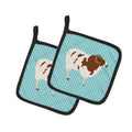 Jacob Sheep Blue Check Pot Holder Set of 2 Heat Resistant Quilted Hot Pads 7.5 x 7.5 Inch, Insulated Kitchen Trivets for Cooking & Baking